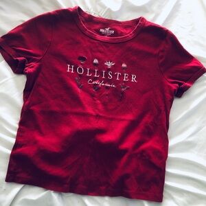 Hollister Women's Crimson Floral Tee